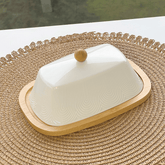 Manteigueira de Cerâmica Oasis Branca 21cm - Ela Decora